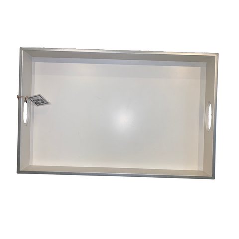 Silver Edge White Lacquer Tray
