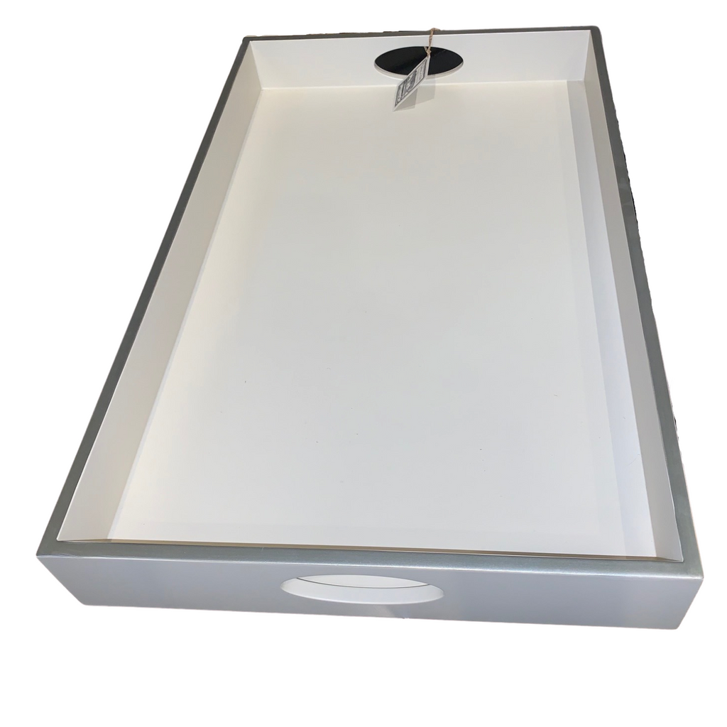 Silver Edge White Lacquer Tray