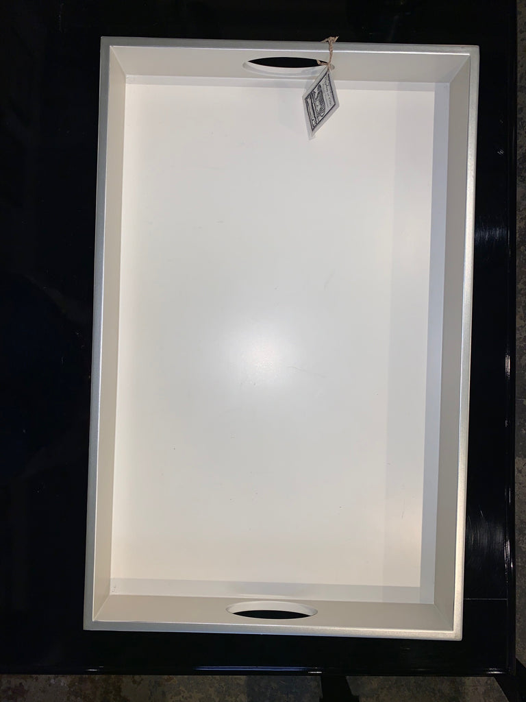 Silver Edge White Lacquer Tray