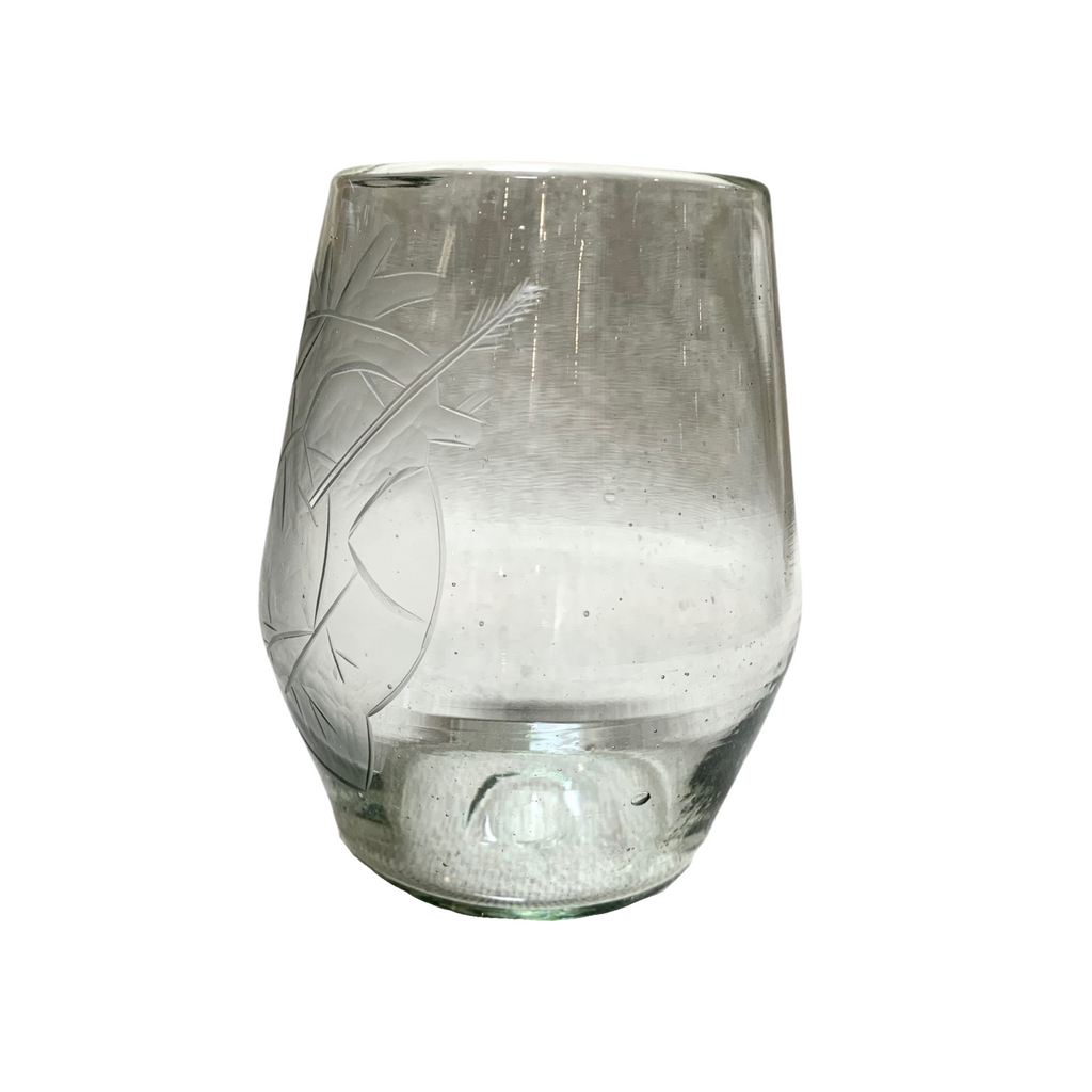 Etched Stemless Glass with Heart Design