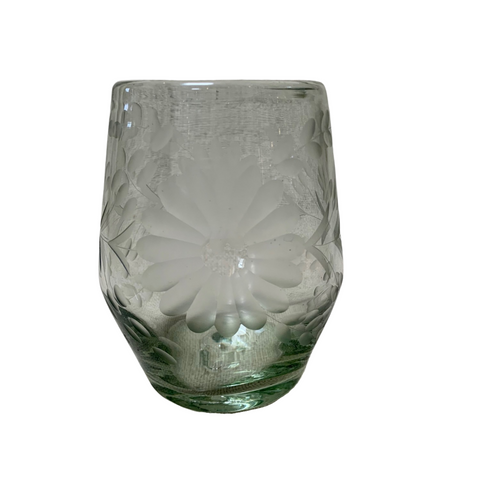 Etched Stemless Wine Glass