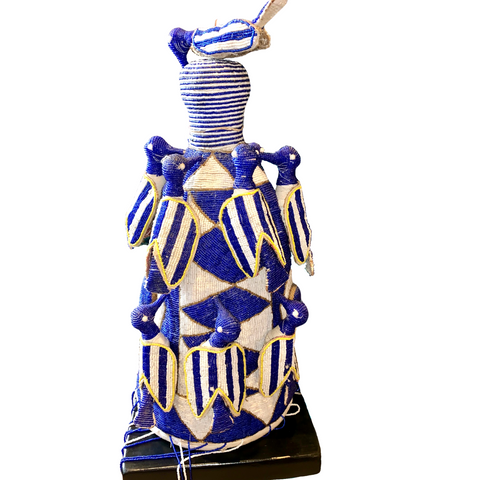 Blue and White Beaded Chief's Hat