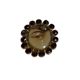 Lovers Eyes Round Garnet Brooch Pin by MN