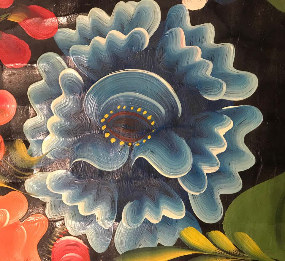 Hand Painted Flower Mexican Bowl Large