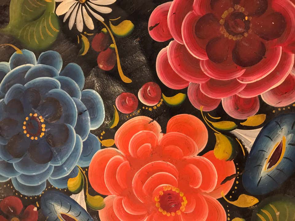 Large Hand Painted Flower Mexican Bowl
