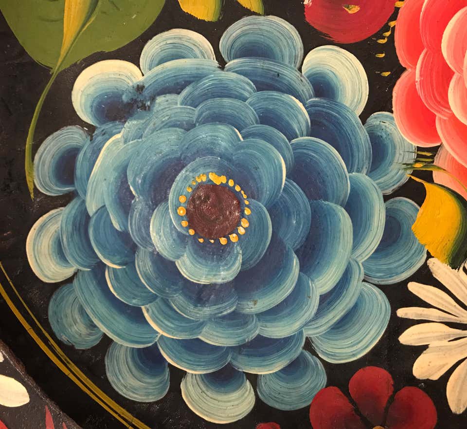 Hand Painted Flower Mexican Bowl Medium