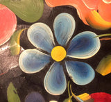 Hand Painted Flower Mexican Bowl Large