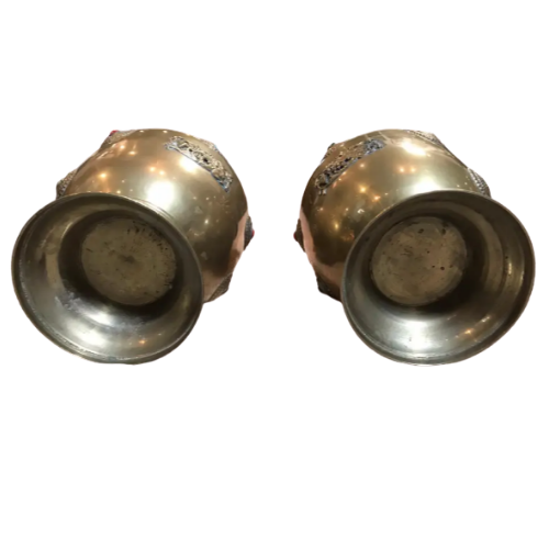 Brass Urns with Jewels and Dragon Emblem