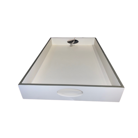 Silver Edge White Lacquer Tray