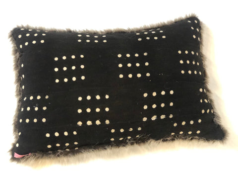 Faux Fur Mudcloth Pillow