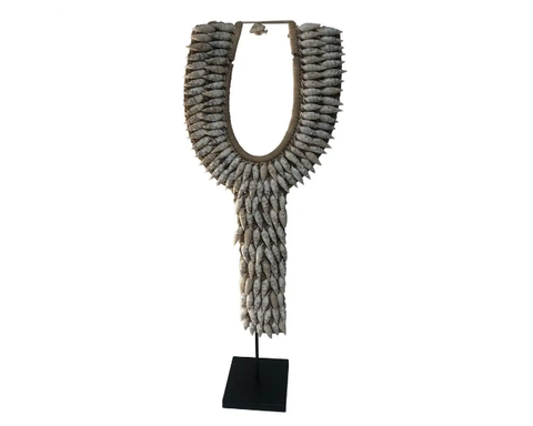 Ceremonial White Shell Necklace on Stand
