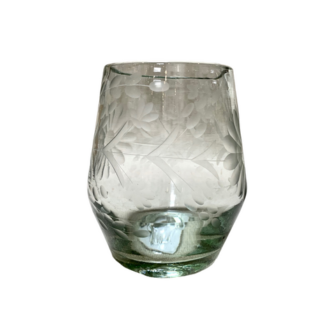 Etched Stemless Wine Glass