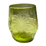 Etched Stemless Wine Glass in Green