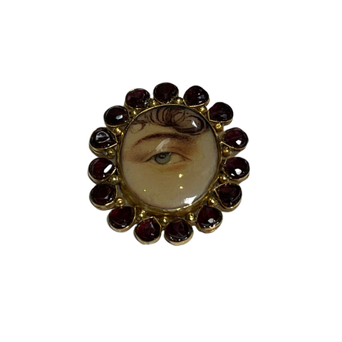 Lovers Eyes Round Garnet Brooch Pin by MN