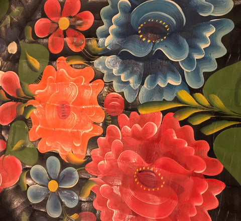 Hand Painted Flower Mexican Bowl Large