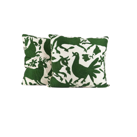 Green/White Rooster Pillow