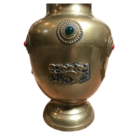 Brass Urns with Jewels and Dragon Emblem